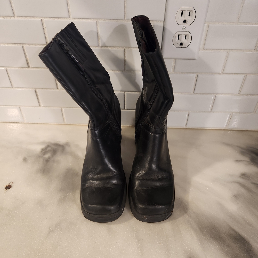Tommy Hilfiger Black Leather Heeled Boots